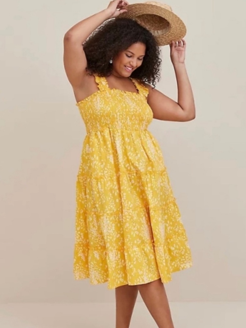 Torrid Cotton Midi Poplin Smocked Tiered Sun Dress, Size 2X